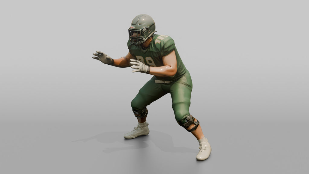 Offensive Lineman Setting His Feet in Protection