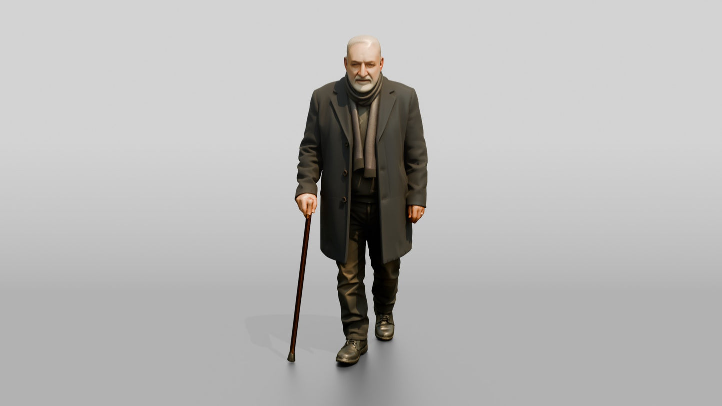 Elderly Middle Eastern Man in Wool Coat