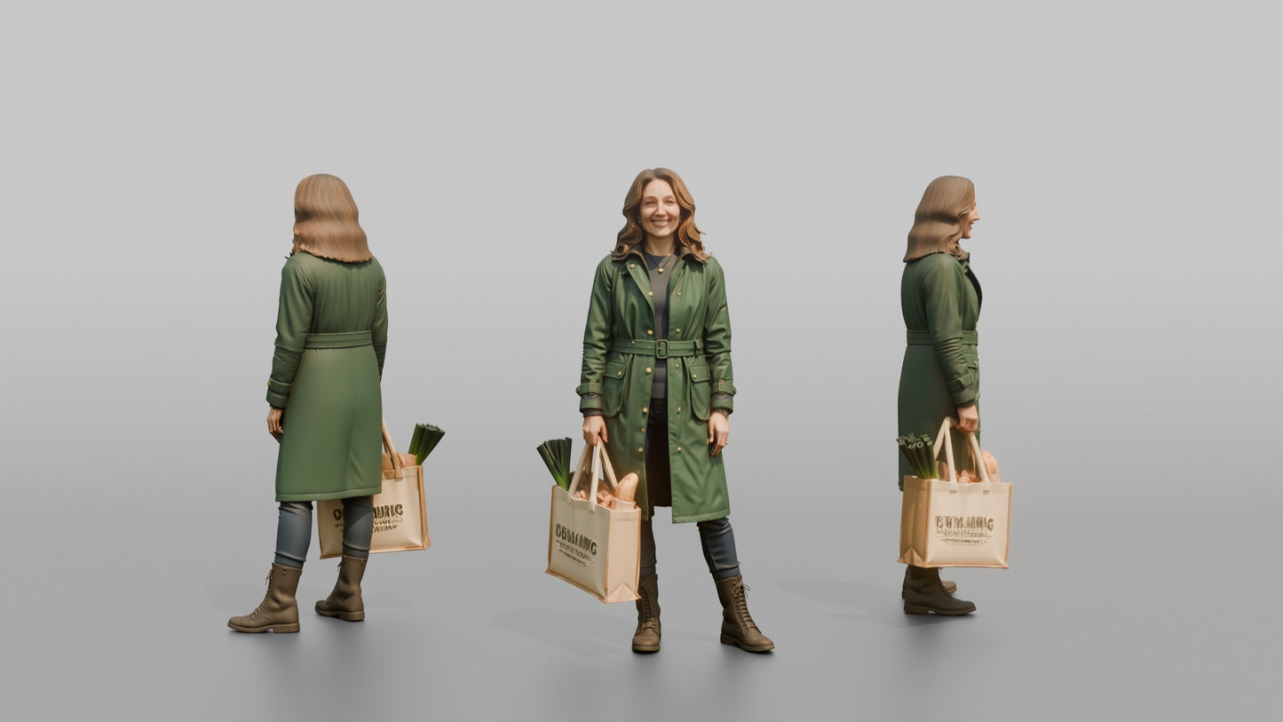 British Woman Posing in a Waterproof Raincoat