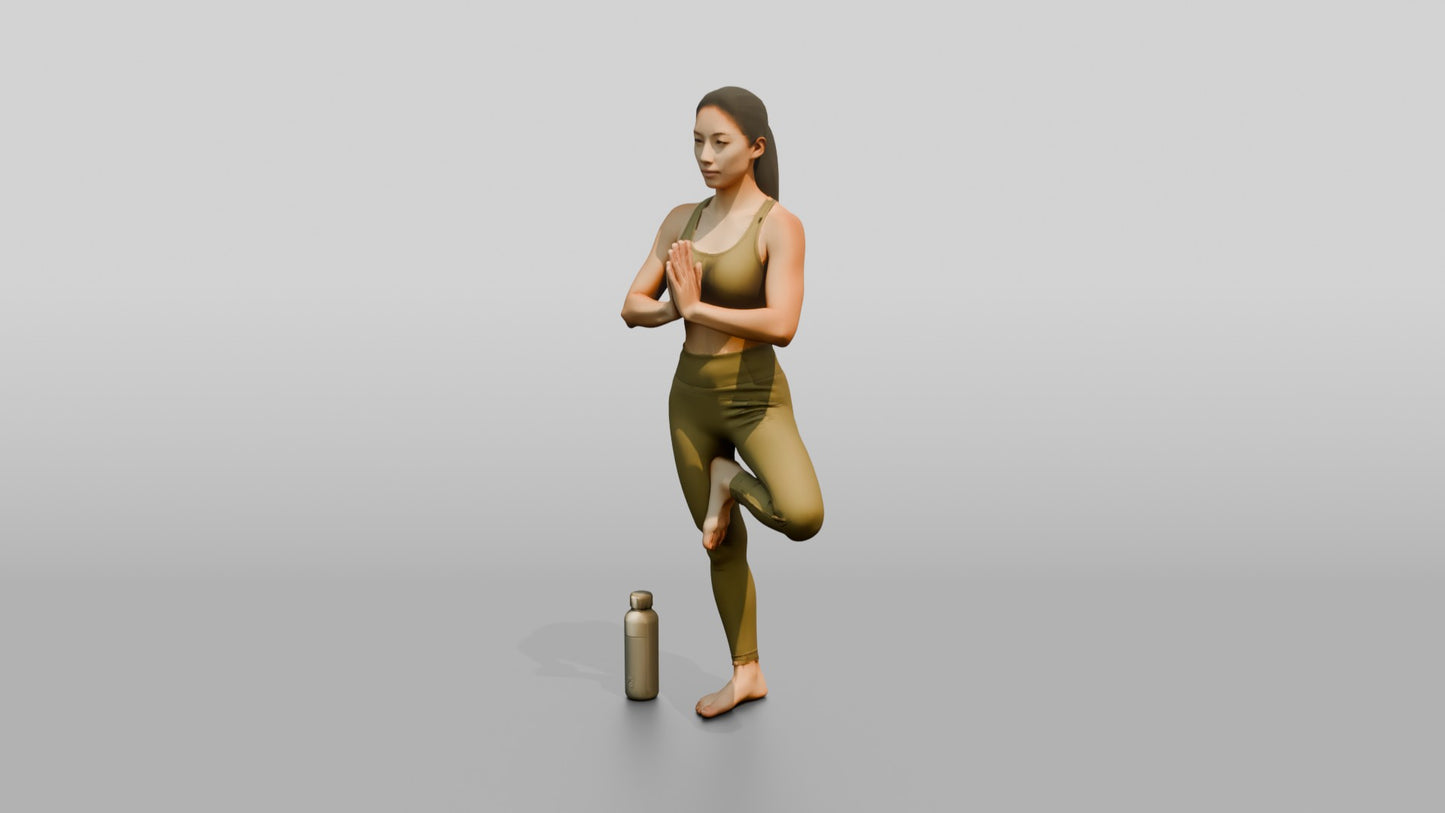 Tree Pose Woman Prayer Hands