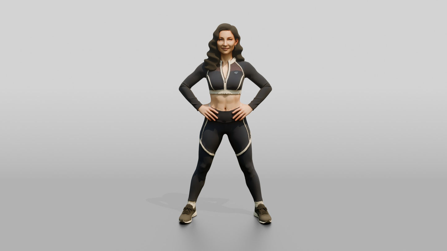 Woman in Black Long-Sleeve Activewear Wide Stance
