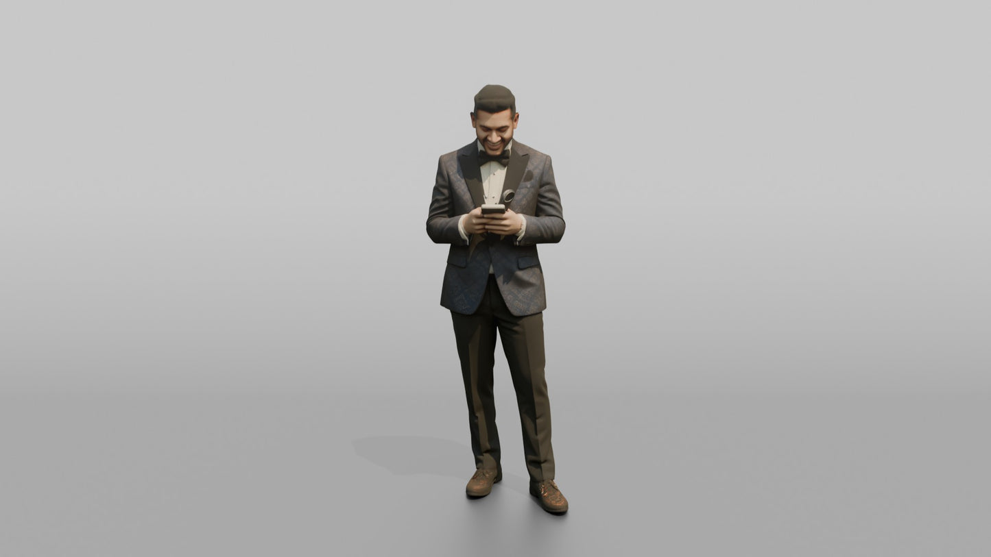 South Asian Wedding Guest Checking His Smartphone