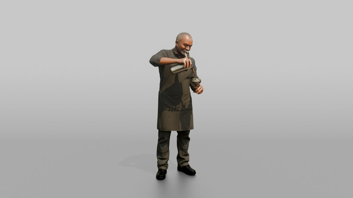 Bartender Man Straining A Cocktail Into A Glass - 3D character model