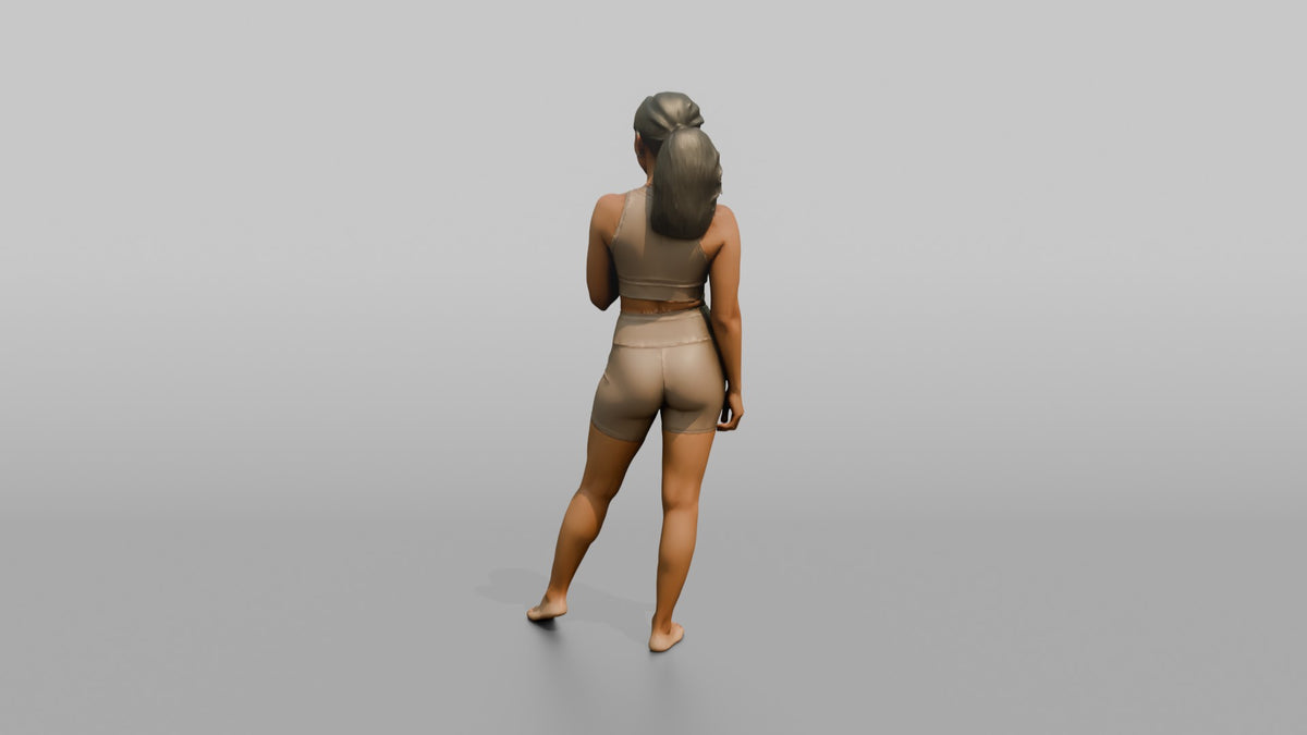 Fitness Influencer Woman Standing Confidently, Looking To The Side - 3D character model, view 3