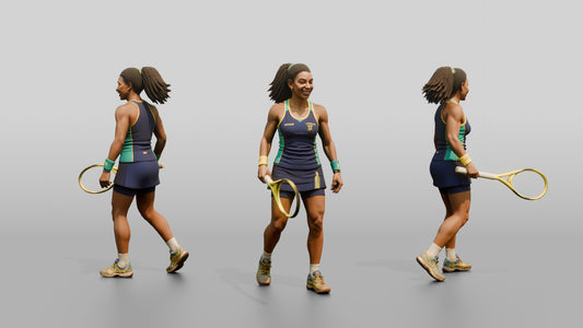 Female Tennis Player Grinning After a Close Miss