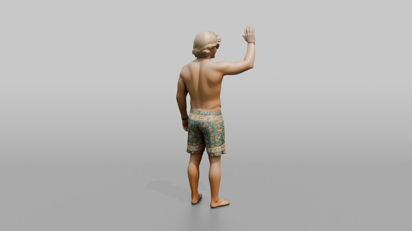 Surfer Waving to a Friend