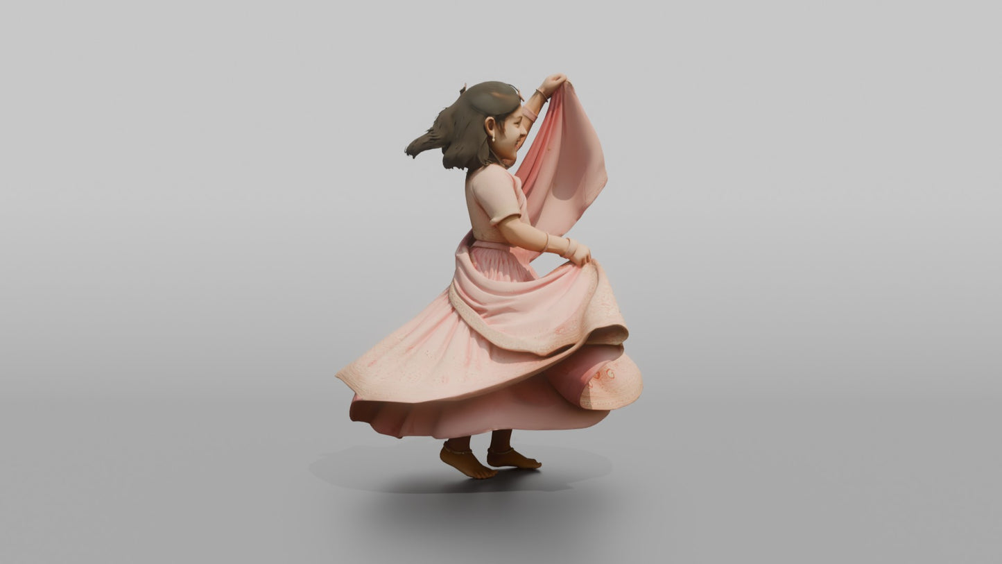 Flower Girl Spinning in a Pink Lehenga