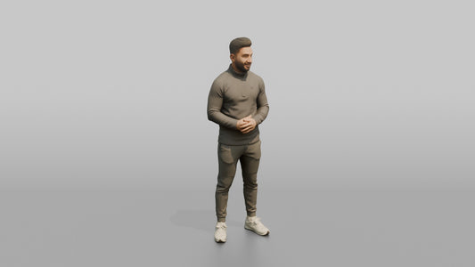 Fitness Influencer Man Standing With Hands Clasped In Front, Relaxed Pose - 3D character model