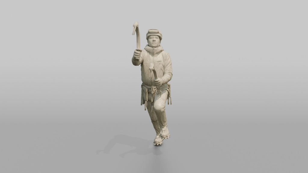 Ice Climber Holding Two Ice Axes