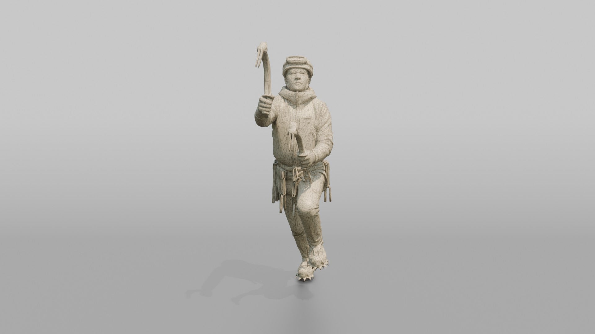 Ice Climber Holding Two Ice Axes