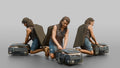 Traveler Kneeling To Zip Her Suitcase