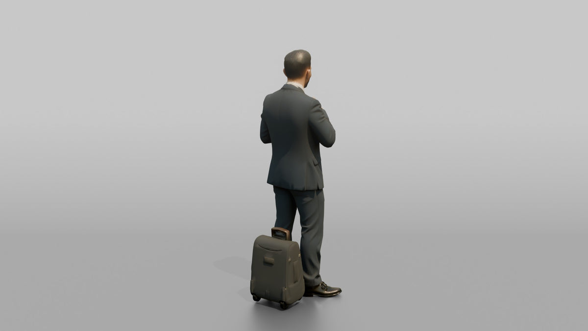 South Asian Flight Attendant Presenting a Safety Card - 3D character model, view 3