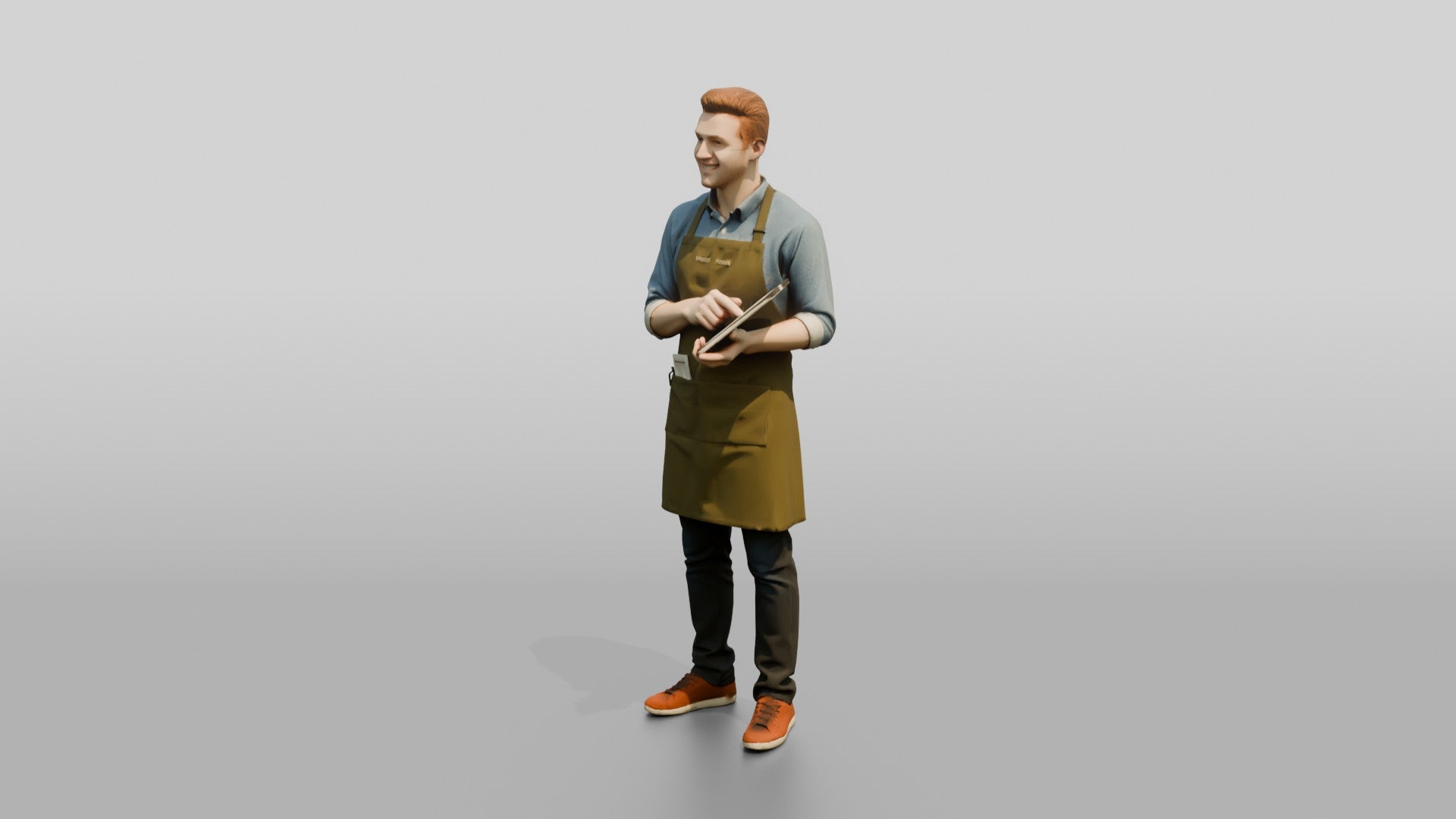 Young Man Barista Checking Tablet Orders