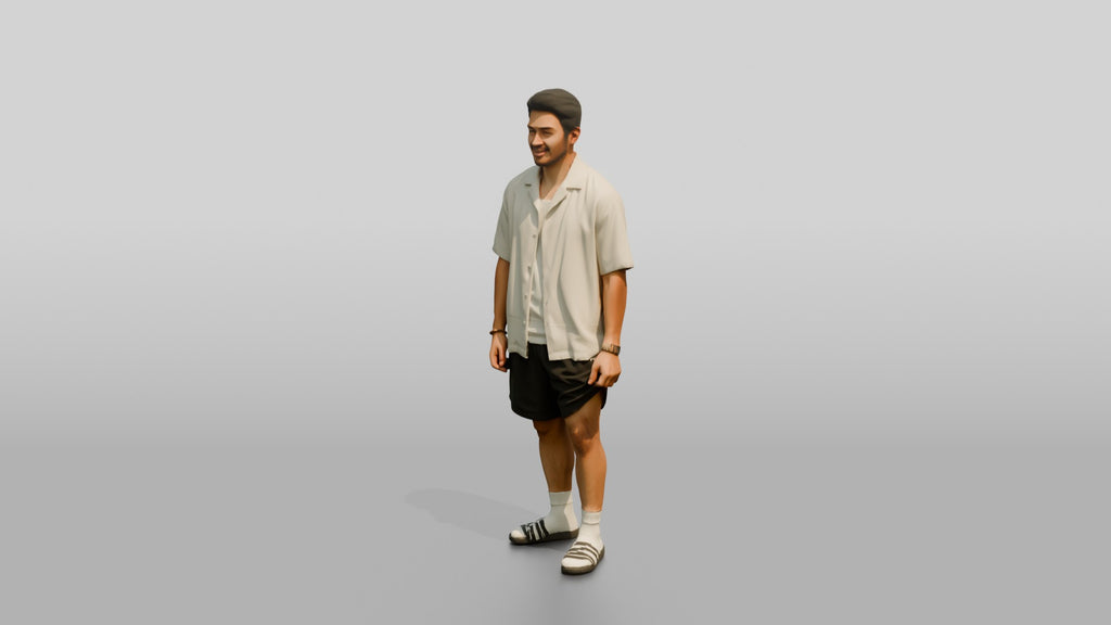 Man Rolling Up His Shorts Hem