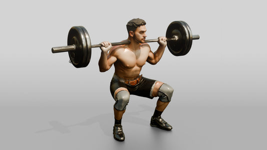 Young Man in Deep Squat - 3D character model, view 1