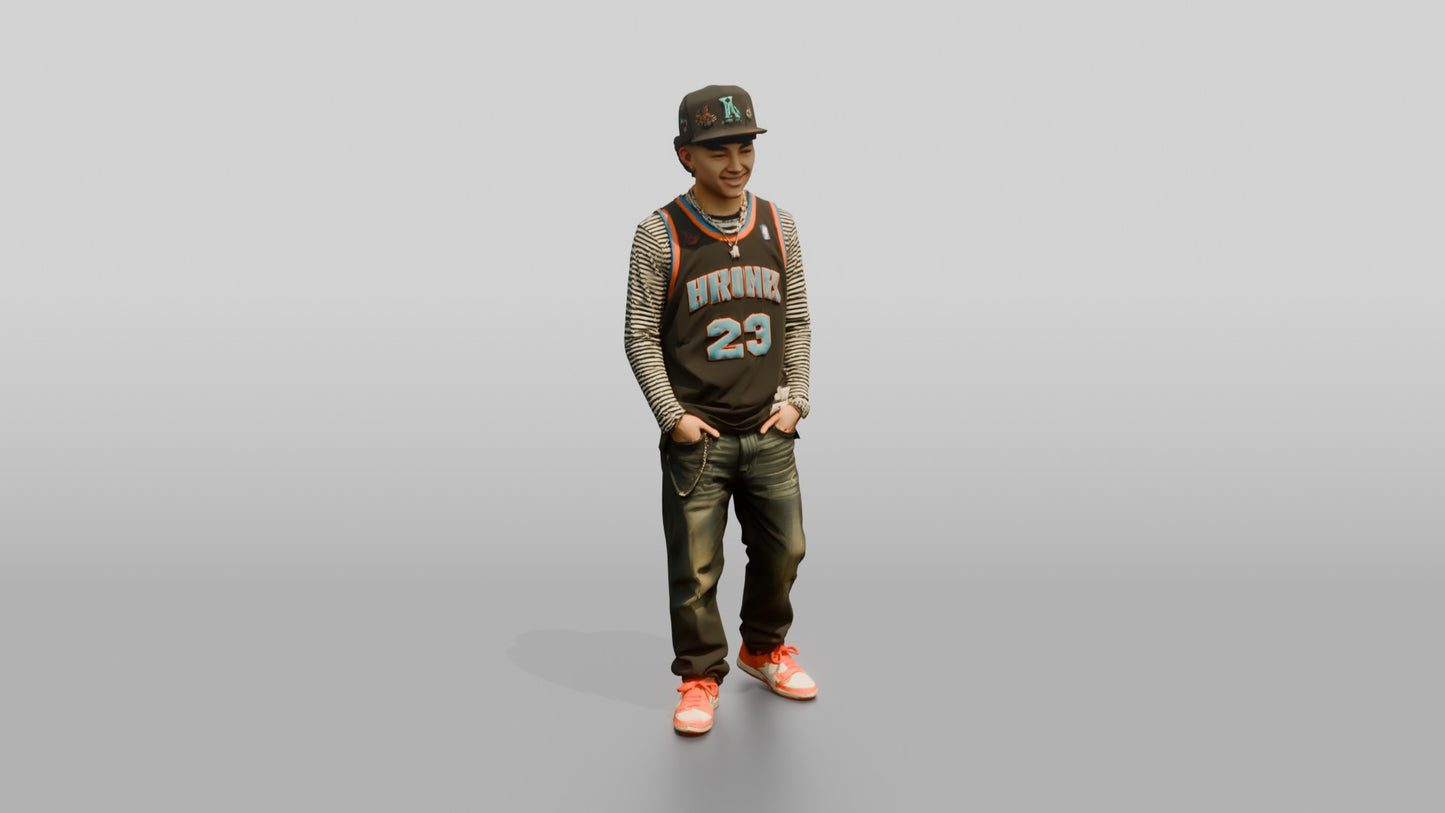 Latino Teen in Layered Urban Jersey