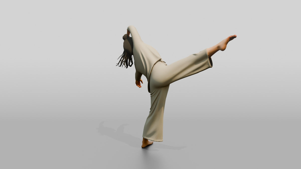 Chinese Woman Dancer in Dynamic Pose - 3D character model, view 3