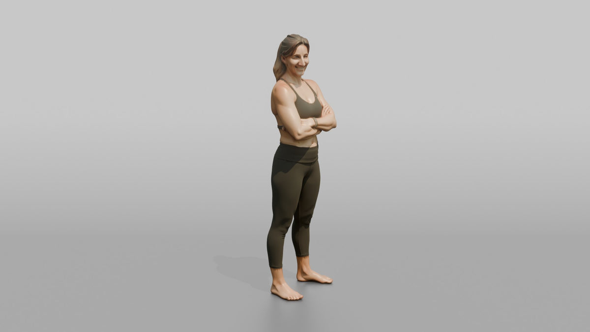 Physique Model Woman Standing With Arms Crossed, Confident Post-workout Stance - 3D character model
