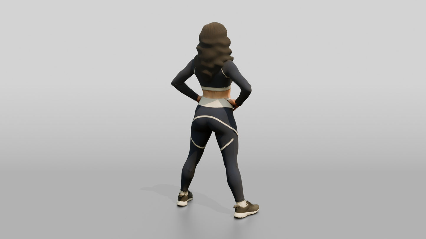 Woman in Black Long-Sleeve Activewear Wide Stance
