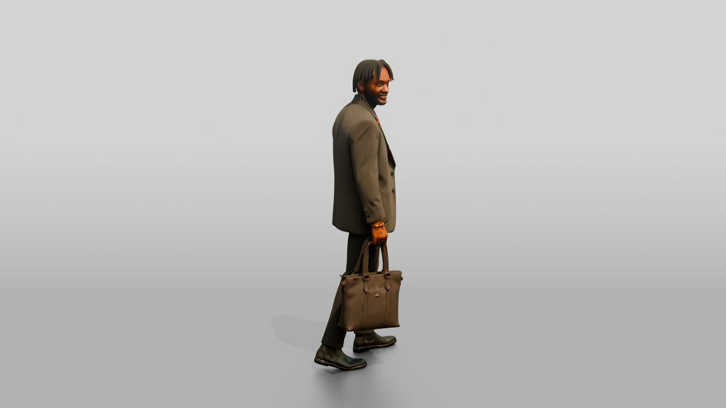 Stylish African Man in an Oversized Blazer with a Tote Bag