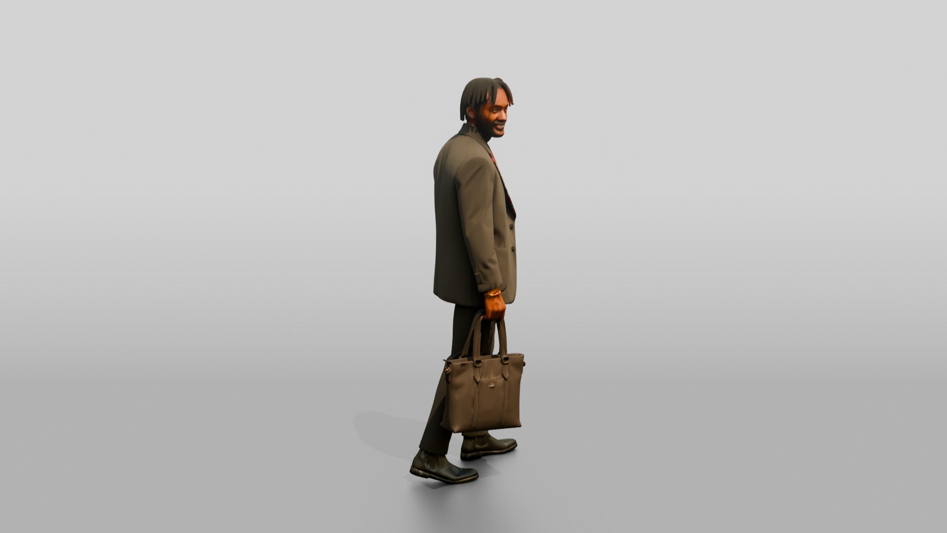 Stylish African Man in an Oversized Blazer with a Tote Bag