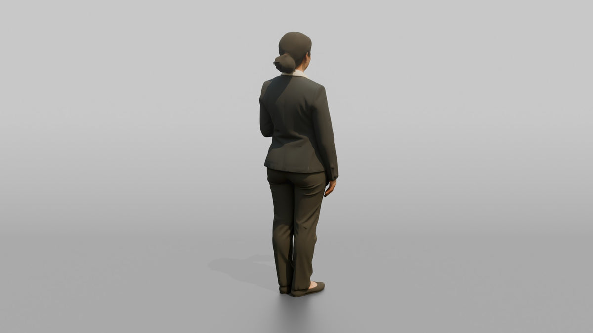 Receptionist Man Holding A Small Front-desk Bell - 3D character model, view 3