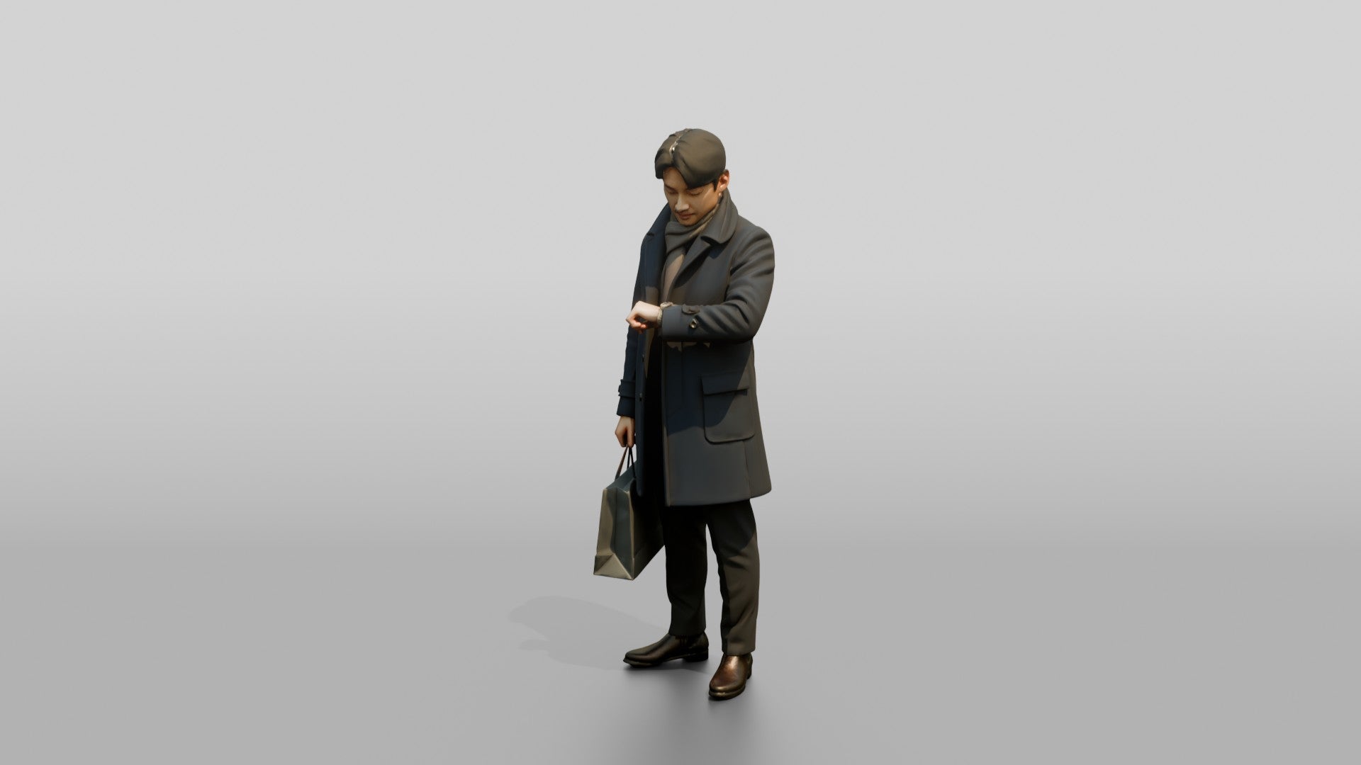 Man Checking His Watch in Winter Coat