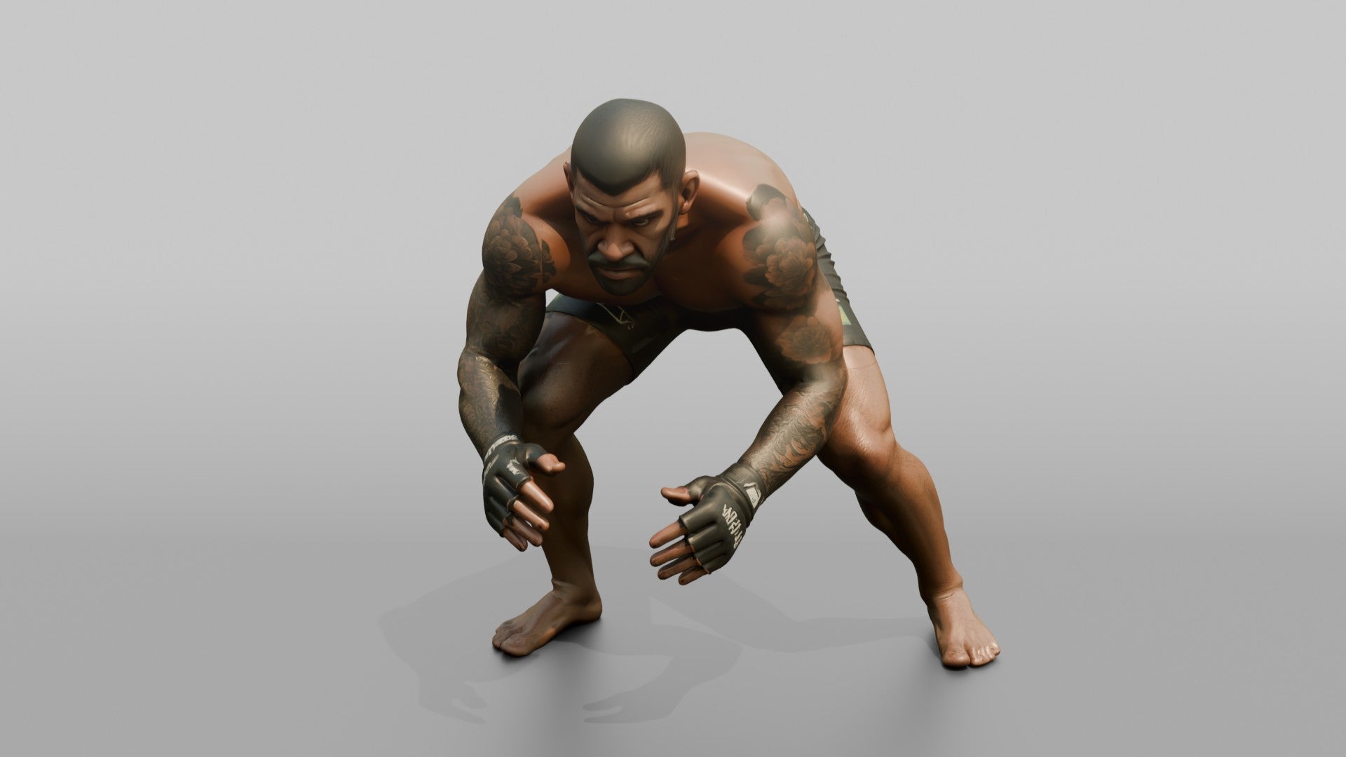 BJJ Fighter Predatory Low Wrestling Stance