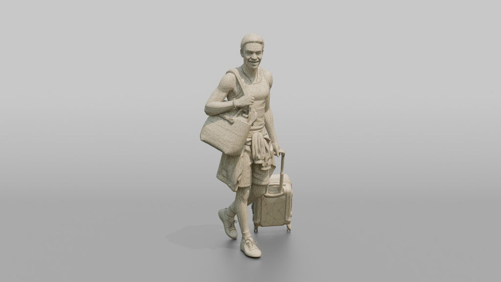 Traveler Carrying A Beach Bag