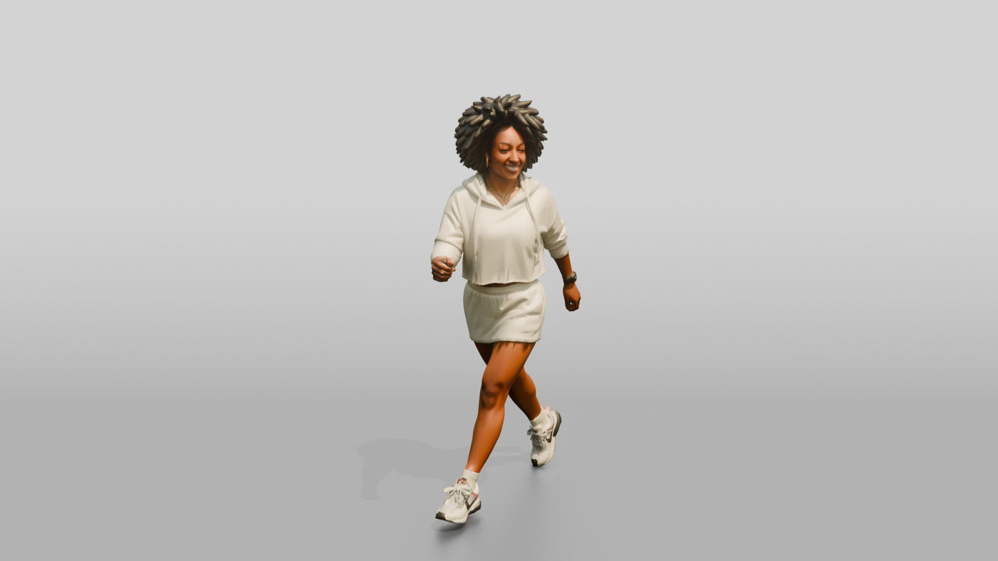 African-American Woman Striding Down the Boardwalk