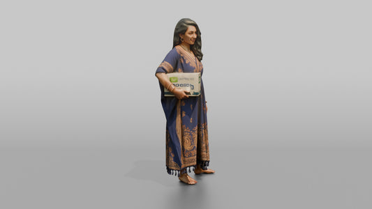 Vacationer Wearing Flowing Kaftan - 3D character model, view 1