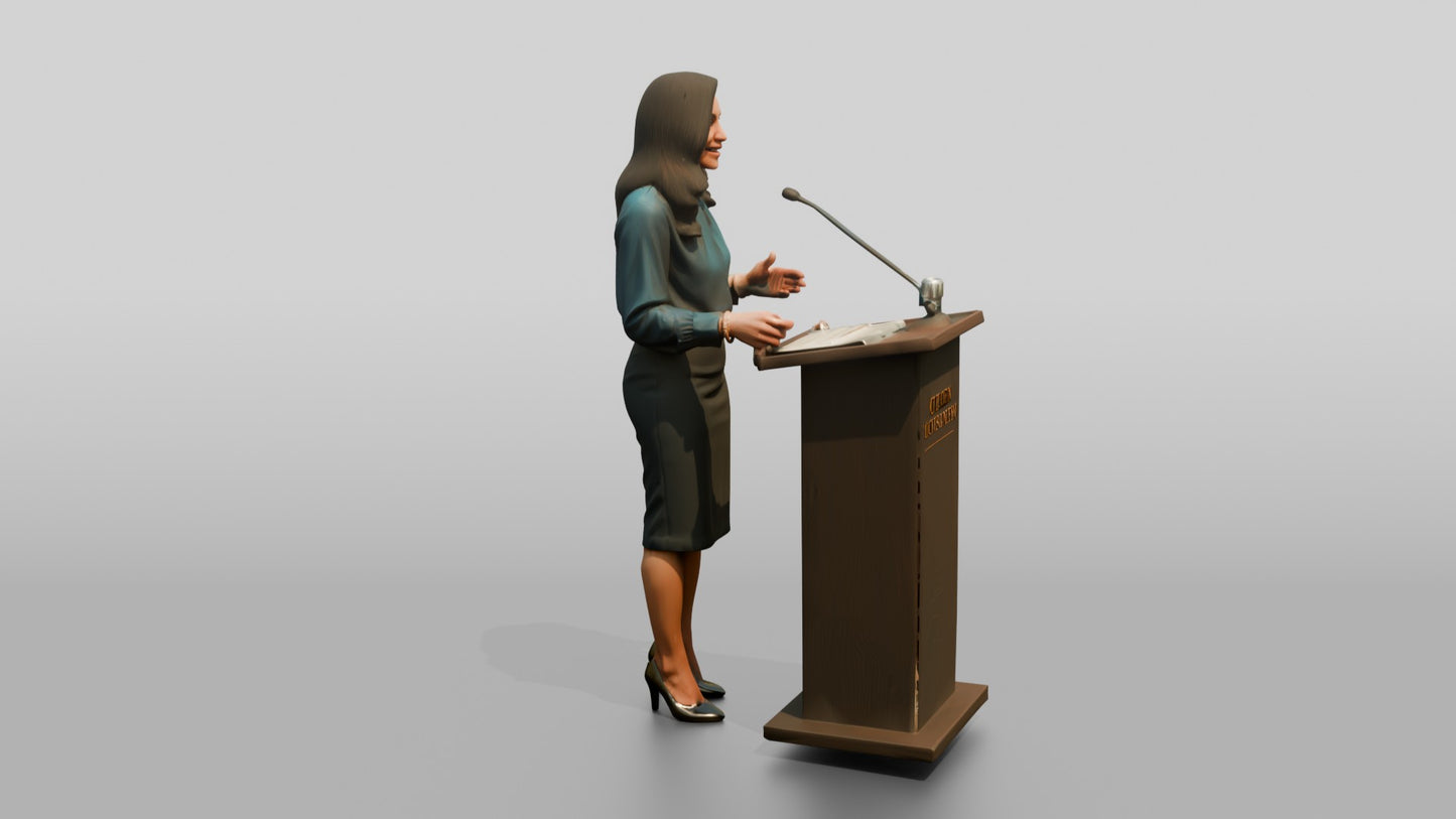Woman Giving a Presentation at a Podium