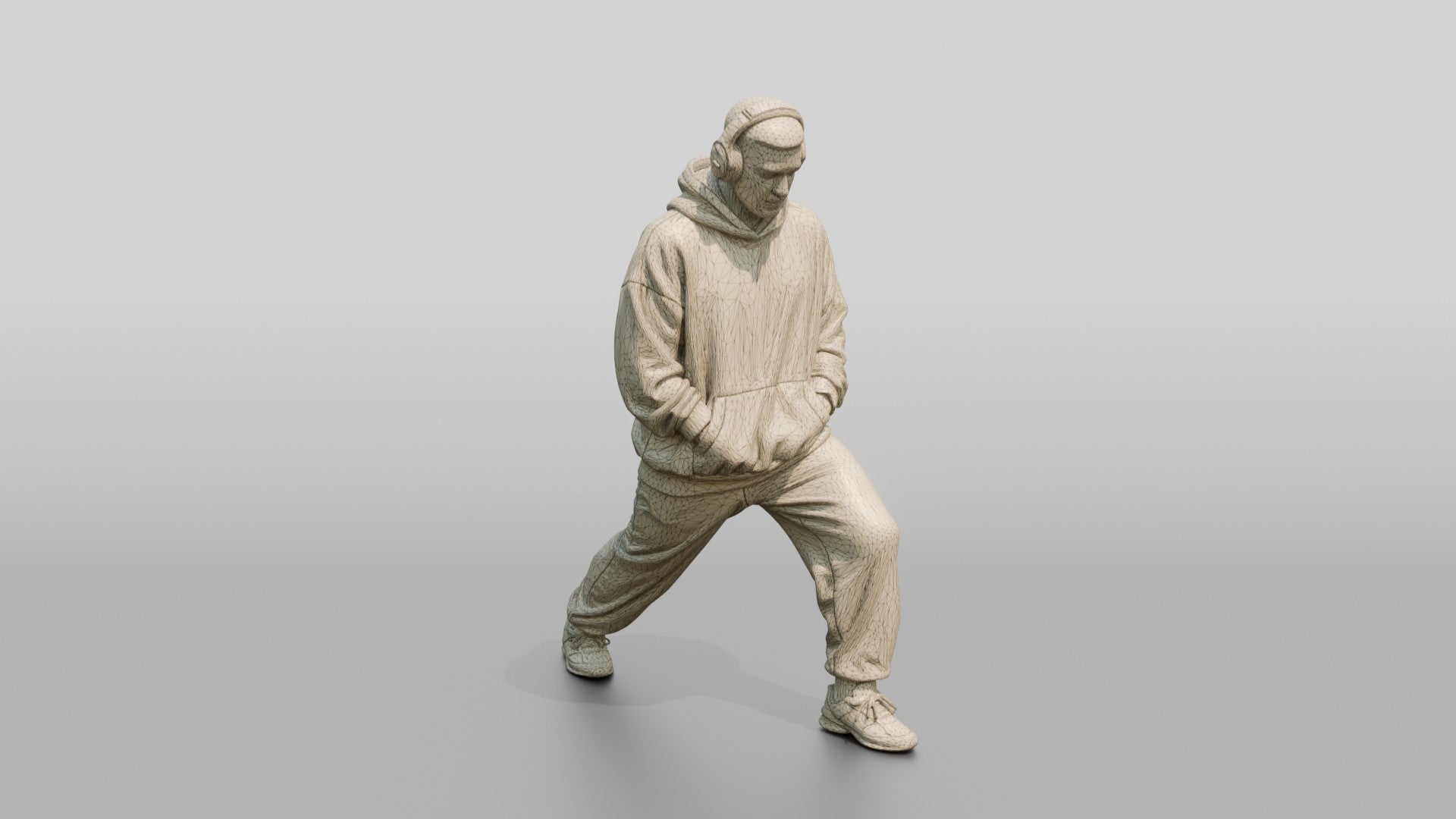 Man Stretching Calf in Hoodie