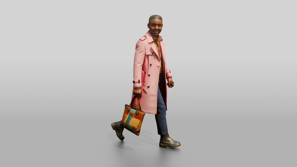 Stylish African Man in a Pink Trench Coat