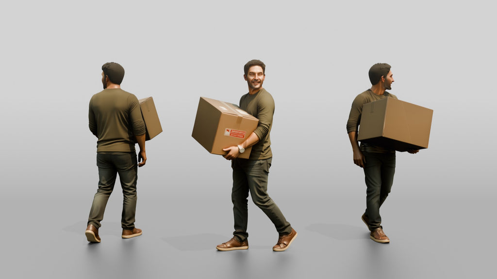 Man Carrying Cardboard Box