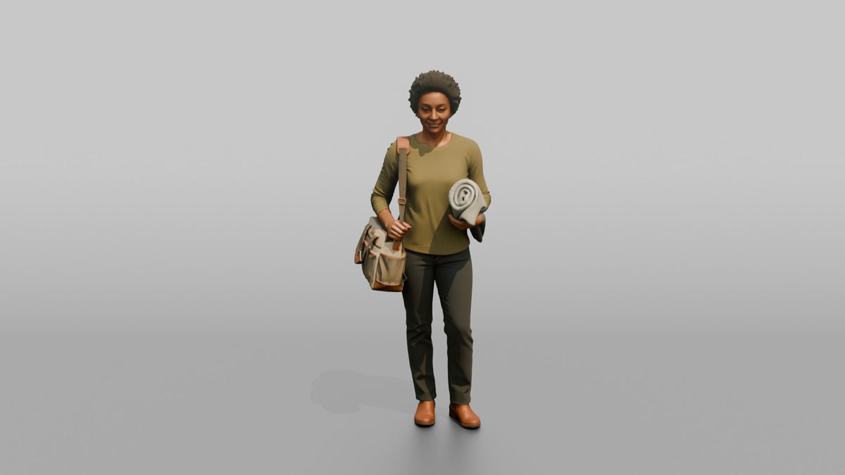 Mother Carrying A Diaper Bag Over One Shoulder - 3D character model, view 5