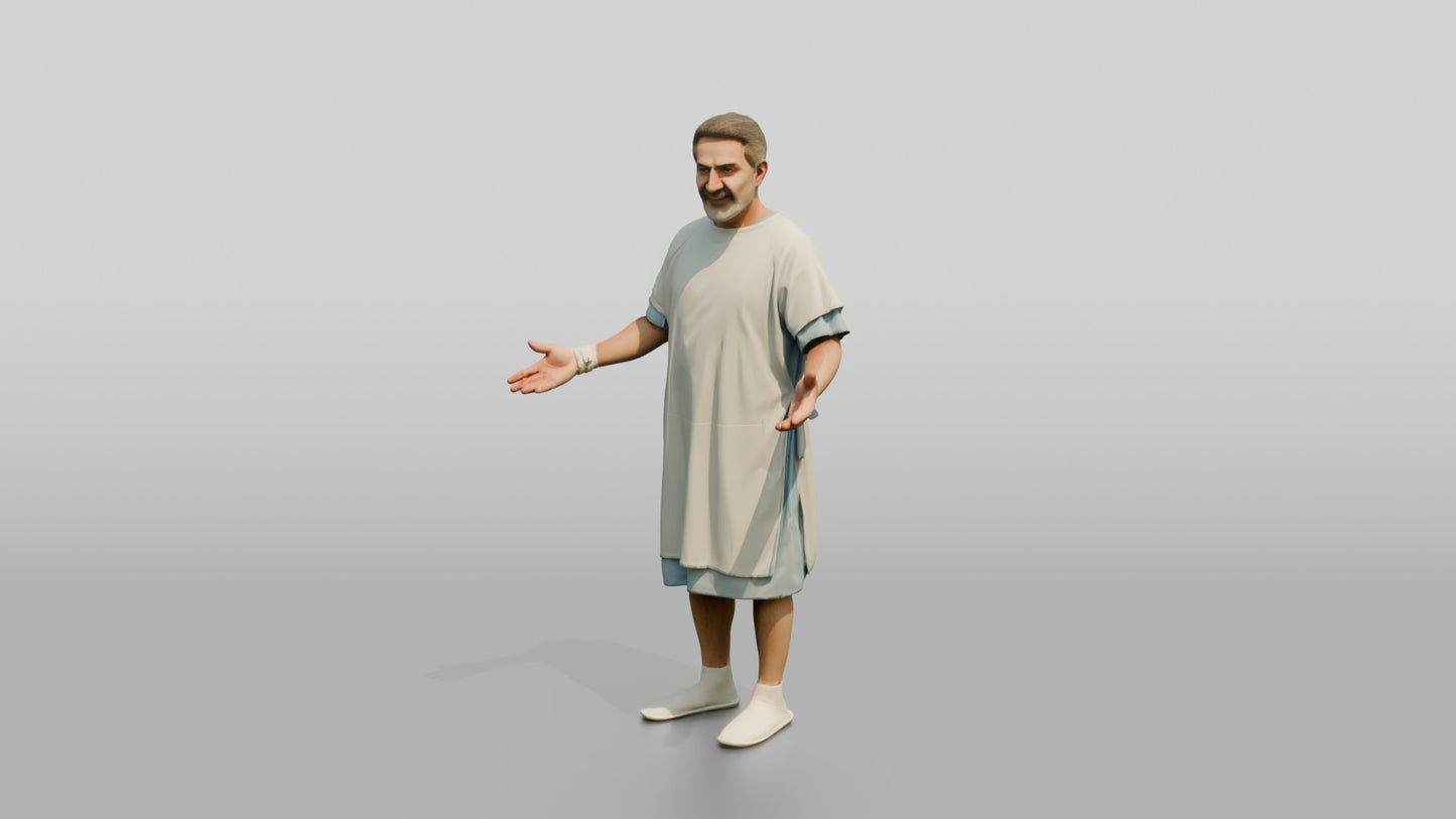 Elderly Man Patient with Arms Open Wide