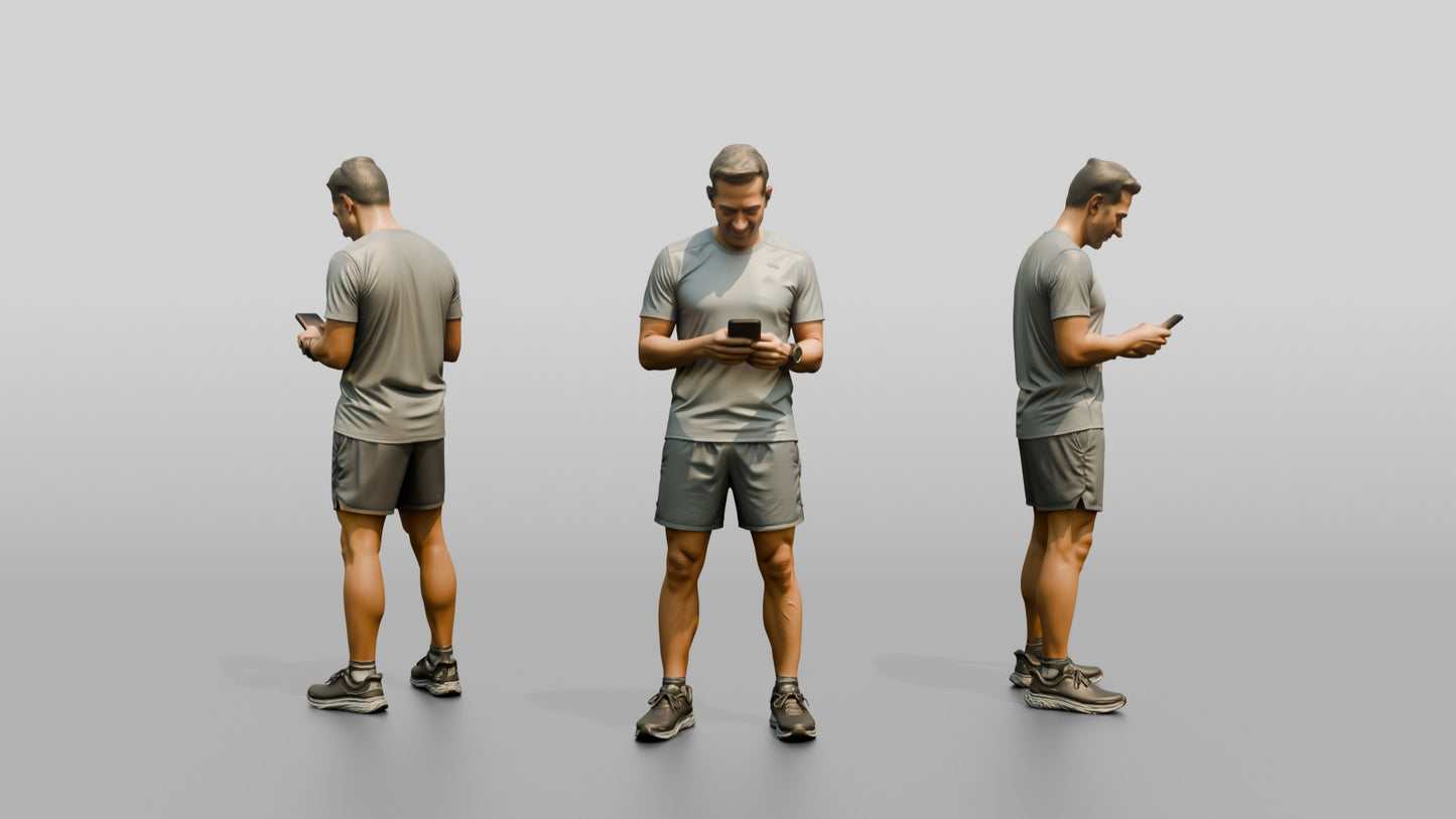 Middle-Aged Athletic Greek Man Checking His Phone