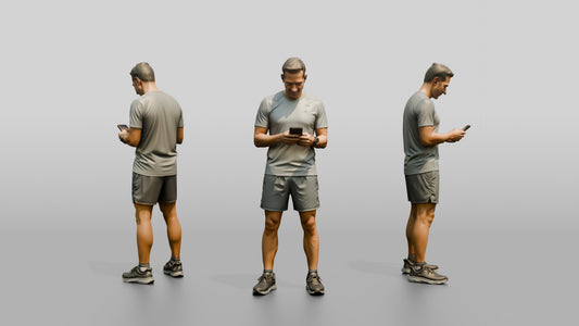 Middle-Aged Athletic Greek Man Checking His Phone
