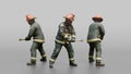 Firefighter Man Turning a Large Metal Fire Hydrant Valve Key