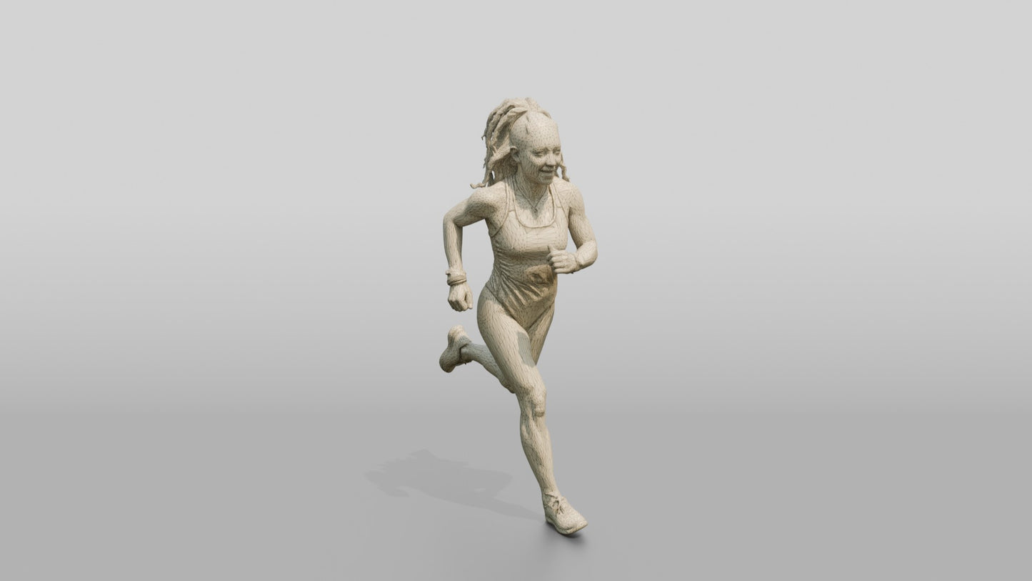 Latina Fitness Athlete Running in Coral Swimsuit