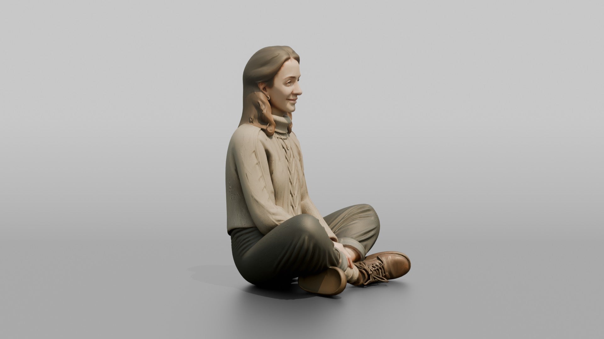 British Girl Sitting Cross-Legged on a Bench