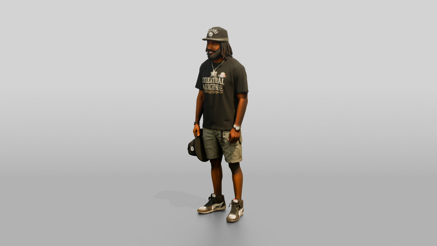 African-American Man in Heavyweight Graphic Tee