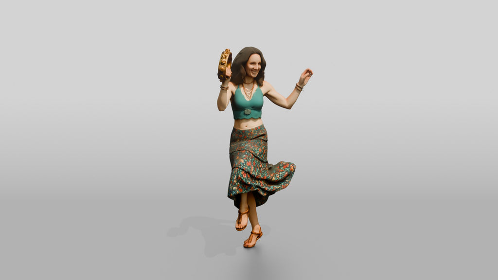 Boho Beach Dancer with a Tambourine