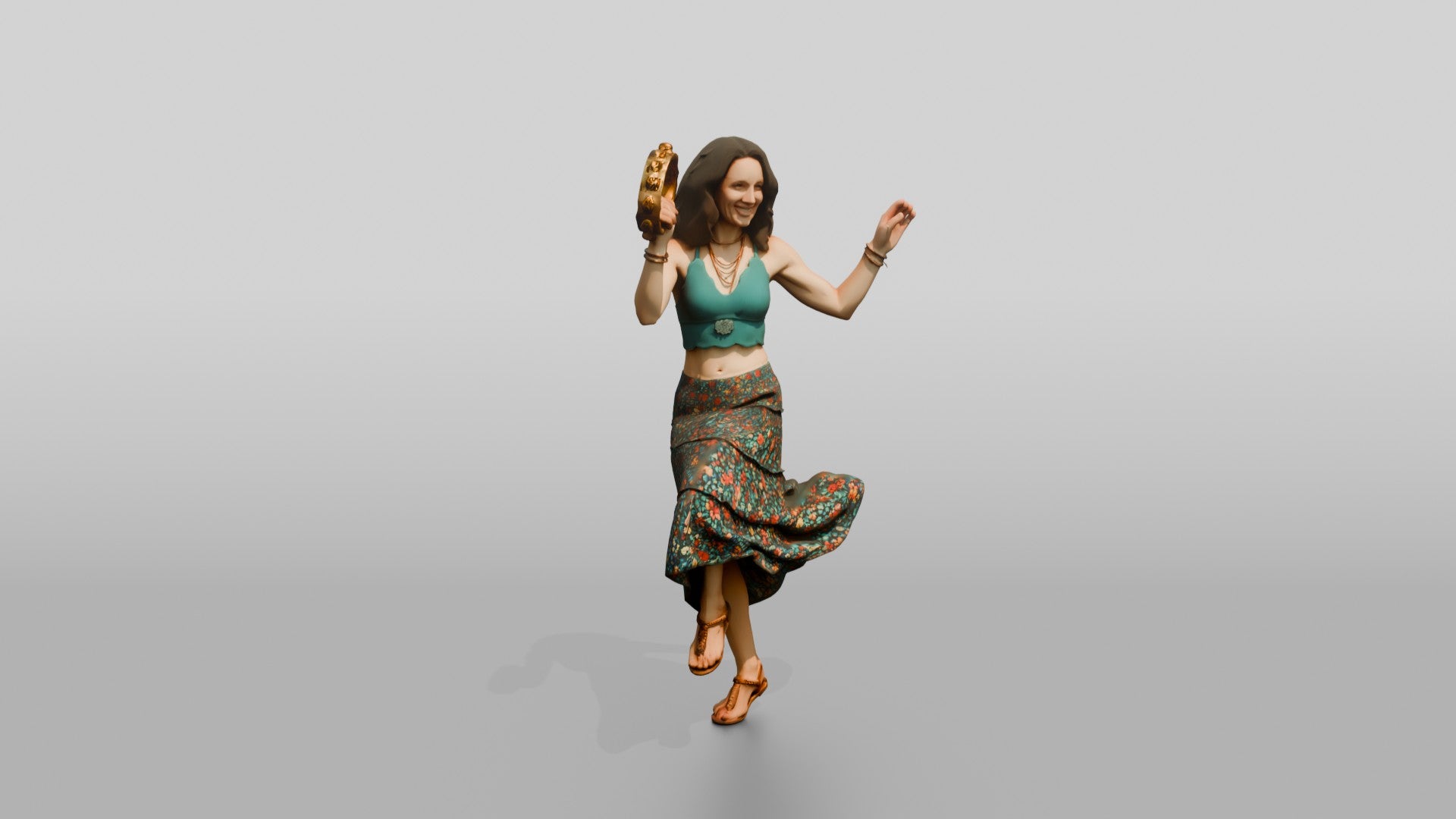 Boho Beach Dancer with a Tambourine