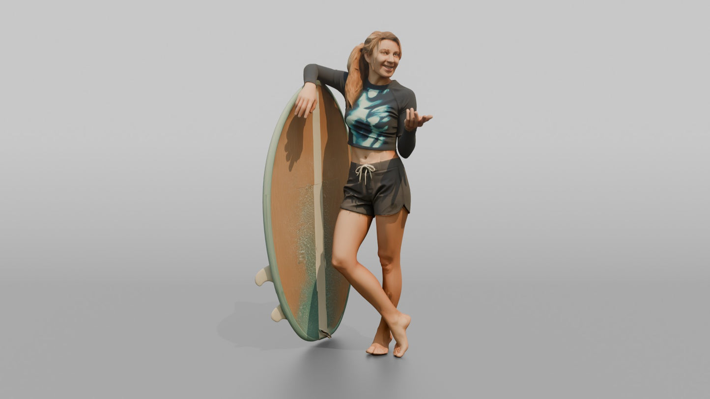 Surfer Leaning on Her Surfboard