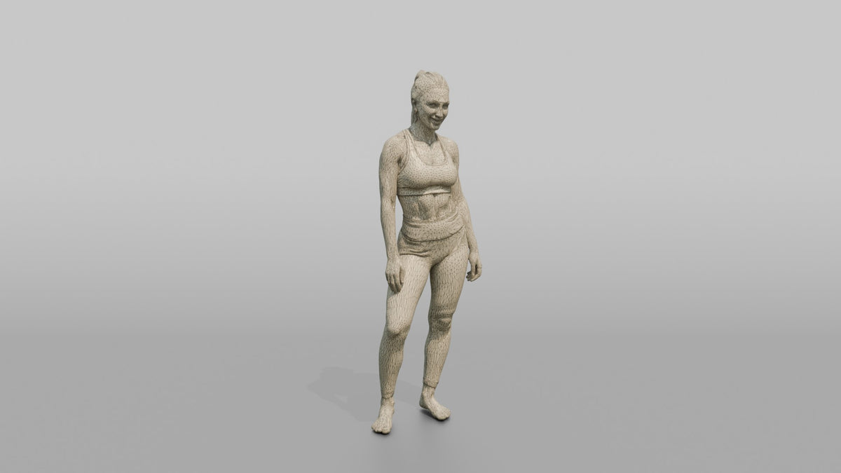 Fitness Influencer Woman Standing With A Slight Hip Pop - wireframe topology preview