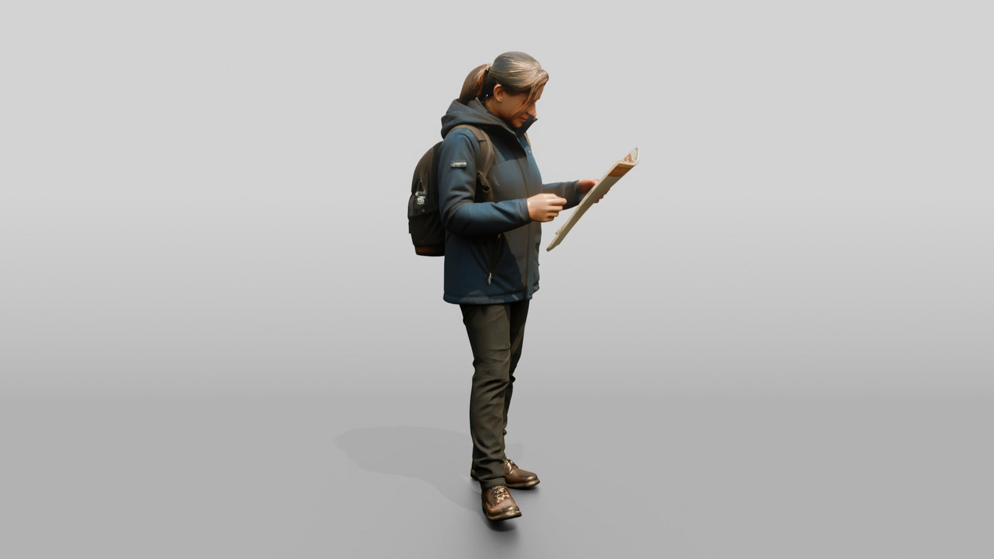 Woman Navigating City Square
