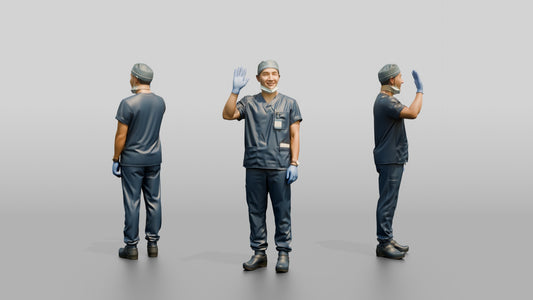 Young East Asian Man Doctor Waving - 3D character model