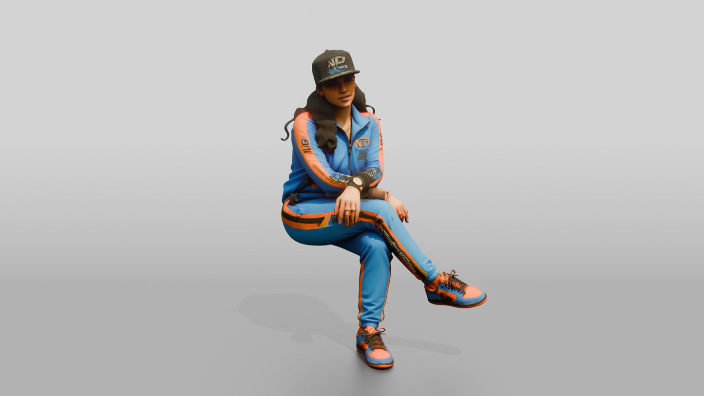 Latina Woman in Streetwear Tracksuit